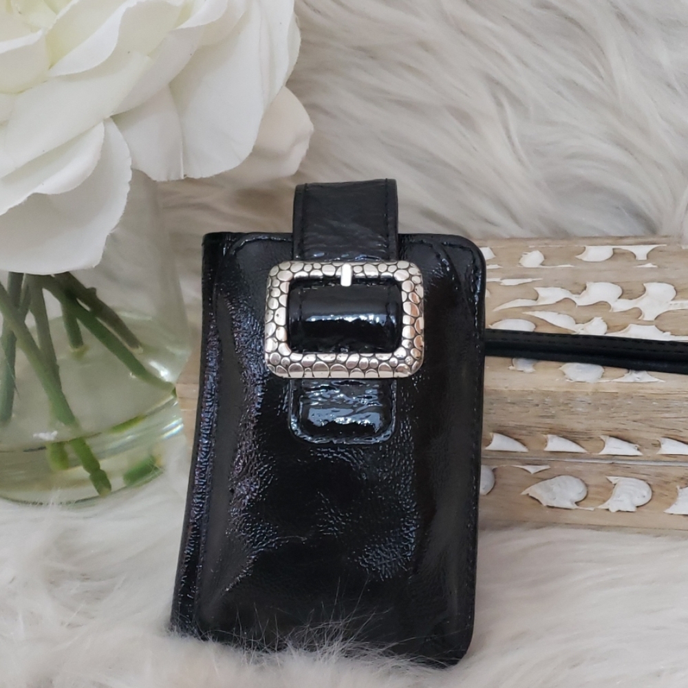 BRIGHTON BLACK LEATHER WALLET/WRISTLET